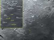 Crateras ARMSTRONG, COLLINS e ALDRIN.