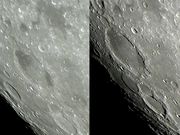 A gigantesca cratera SCHICKARD em dois tempos.